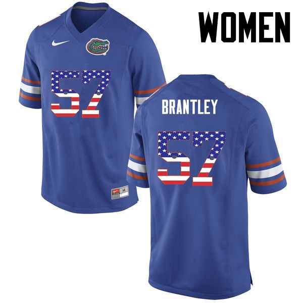 Women's NCAA Florida Gators Caleb Brantley #57 Stitched Authentic USA Flag Fashion Nike Blue College Football Jersey XCE0565LP